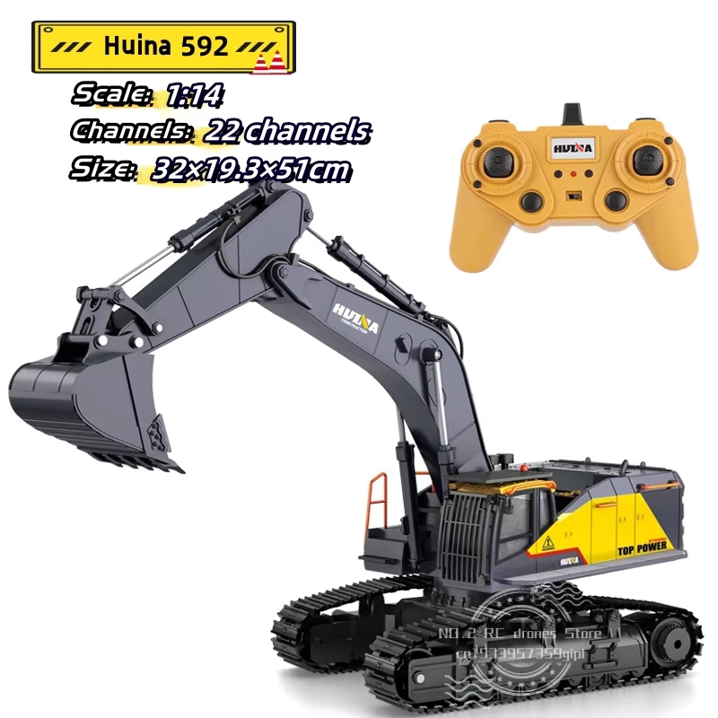 Rc Hobby Excavator - HUINA 592 1:14 Big Remote Control