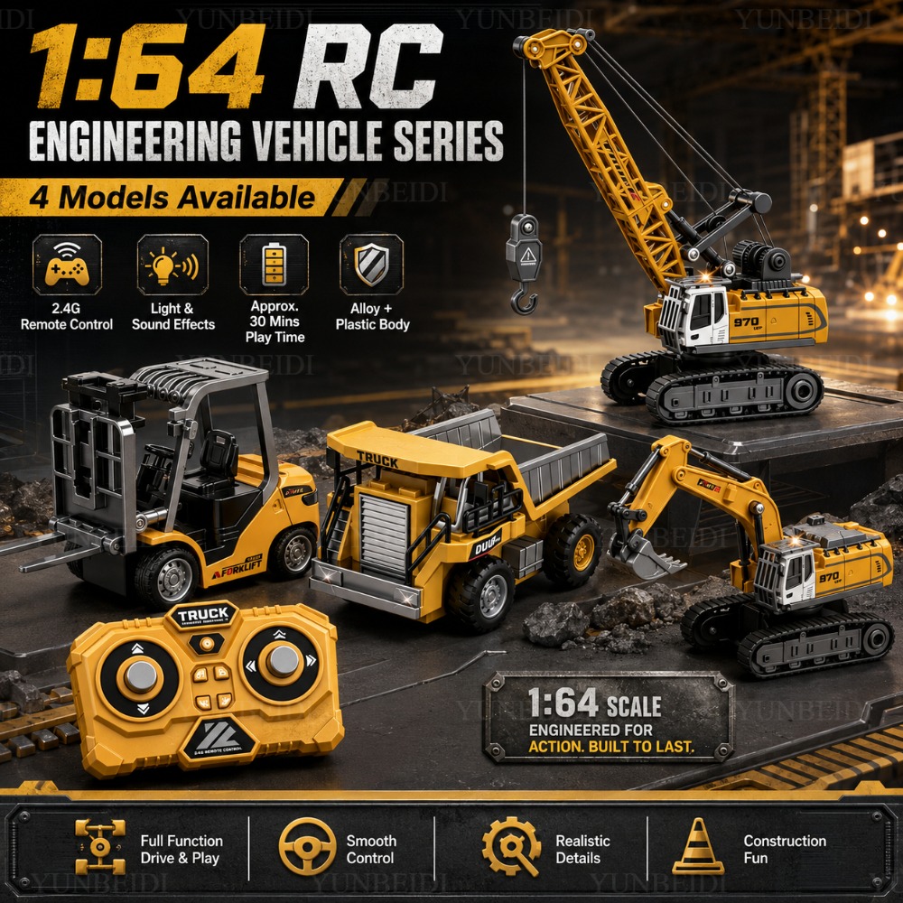 Rc Hobby Excavator - Remote Control Mini Alloy Car 1:64