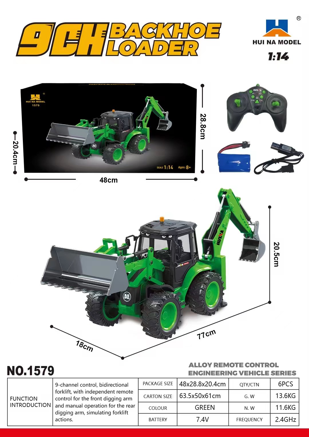 US Sale HUINA 1/14 1579 Remote - Rc Hobby Excavator 评论和价格